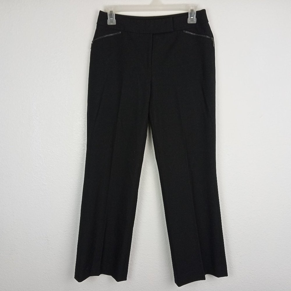 Ann Taylor Dress Office Black Pants Bootcut Women's Size 2 Front Zipper Pockets.